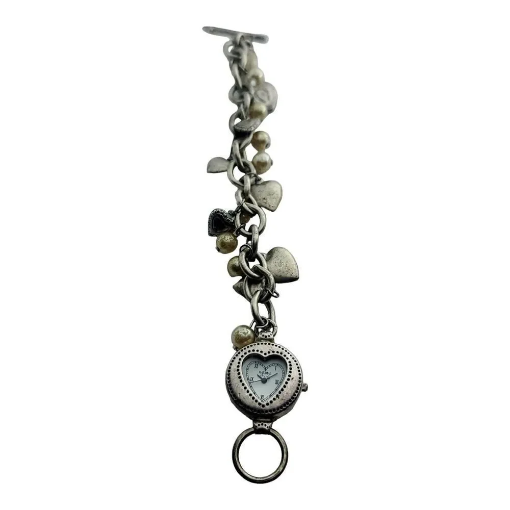 Vintage‎ Designer John Wind Maximal Art Watch Charm Bracelet Hearts